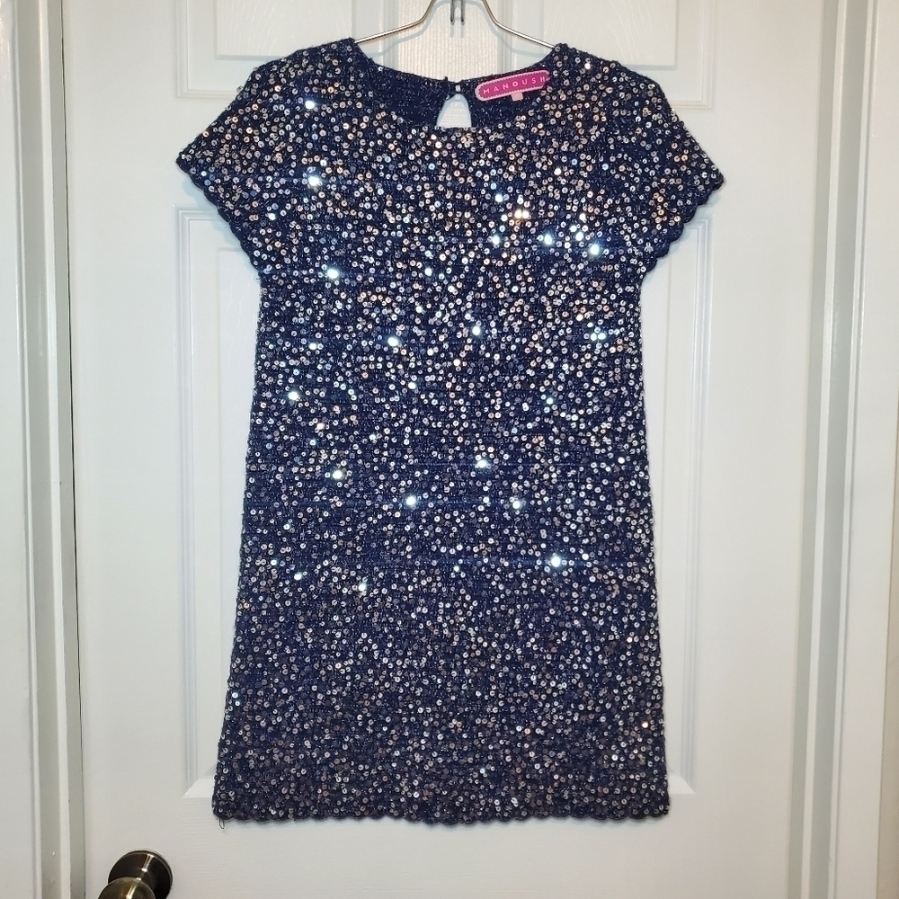Manoush Knit Sequin Blue Sz S Mini Dress